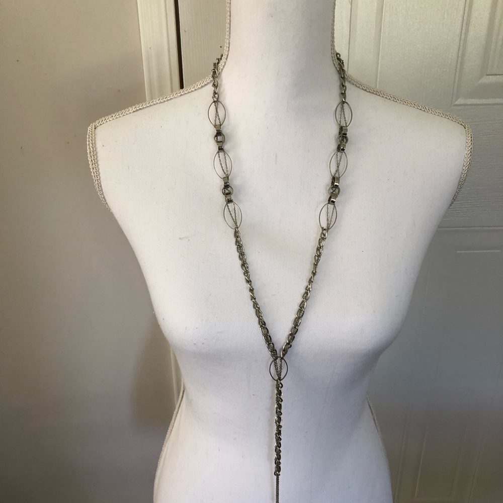 Long silvertone necklace